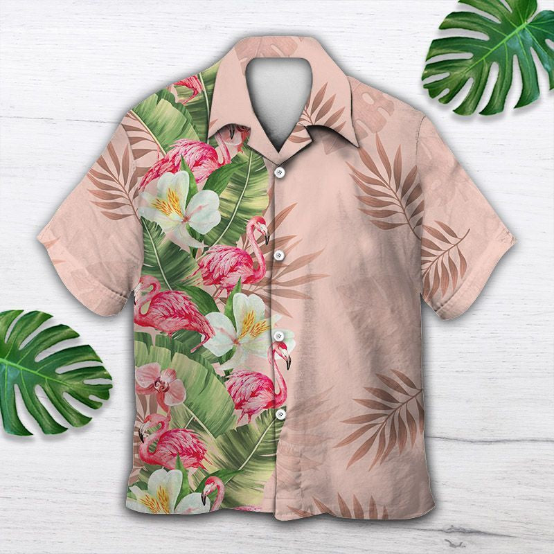 Hawaiian Shirt Women Men Tropical Flamingo