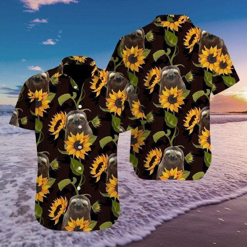 Hawaiian Sloth With Sunflower Shirt Sloth Presents For Men Women