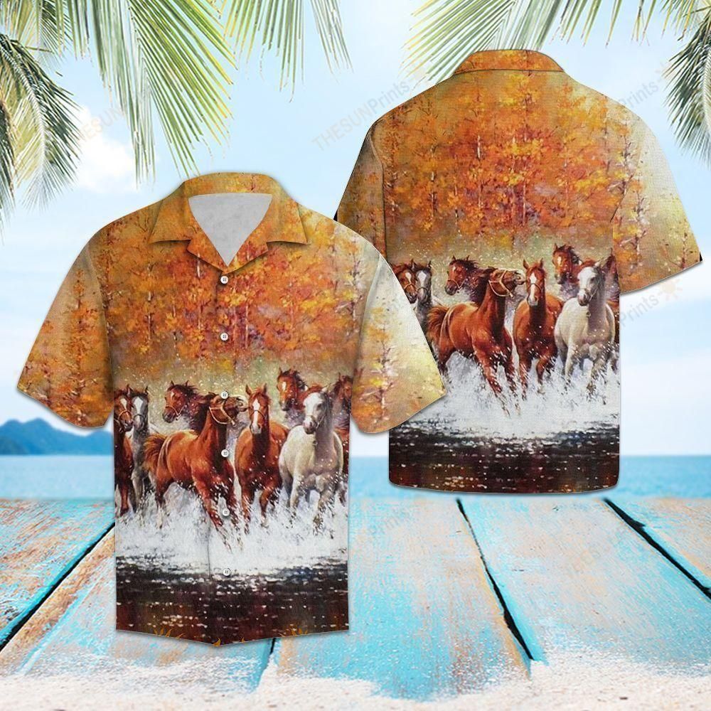 Herd Of Horses Brown Nice Design Hawaiian Shirt For Men Women