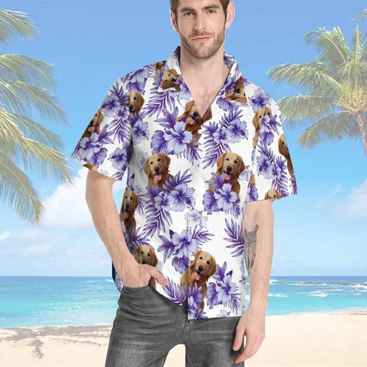 Hibiscus Golden Retriever Colorful Unique Hawaiian Shirt For Men Women