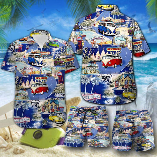 Hippie Camping Hawaiian Shirt Set For Men Women