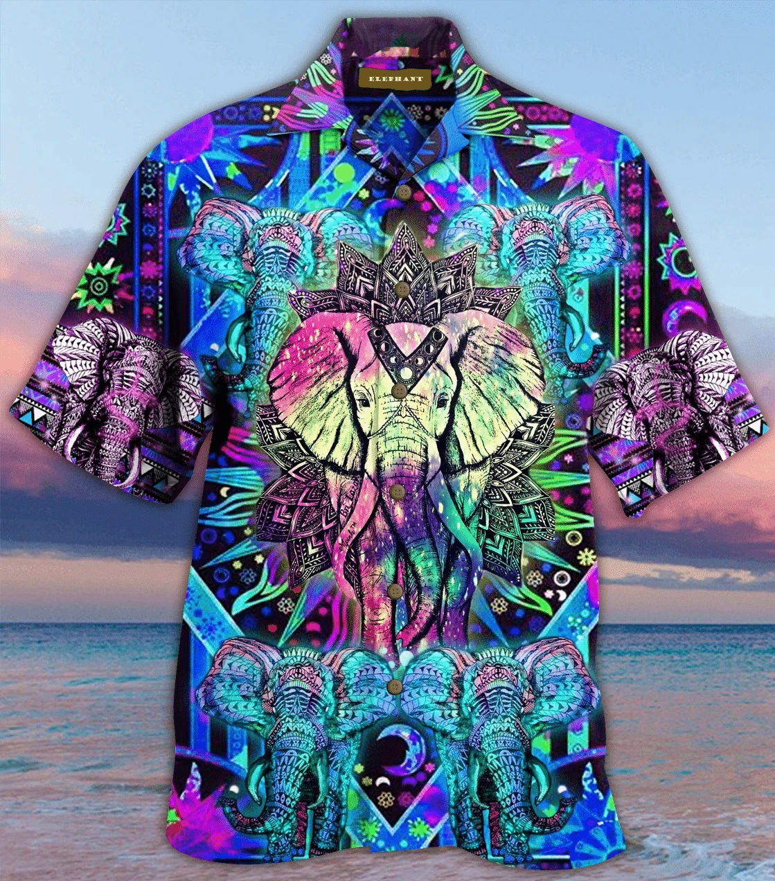 Hippie Mandala Elephant Hawaiian Shirt For Men Women