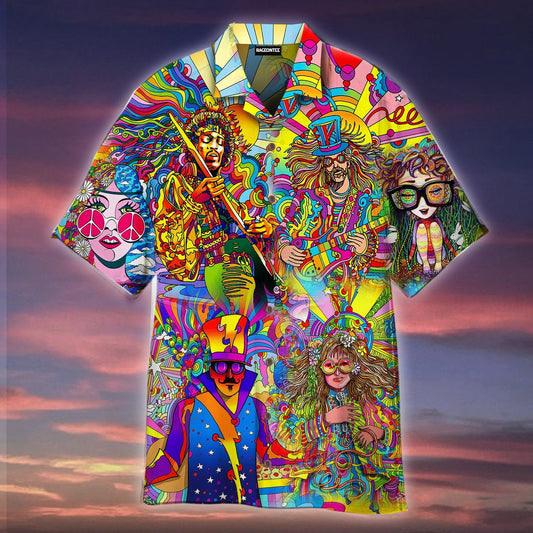 Hippie Music Colorful Hawaiian Shirt For Men Women