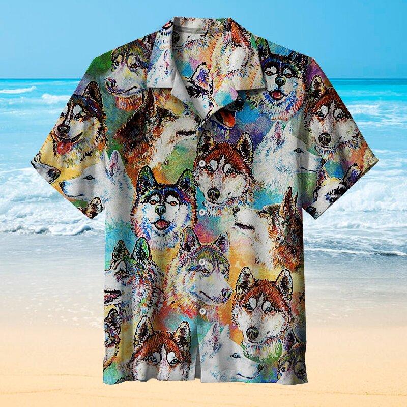 Husky Dogs Art Hawaiian Shirt For Men Women