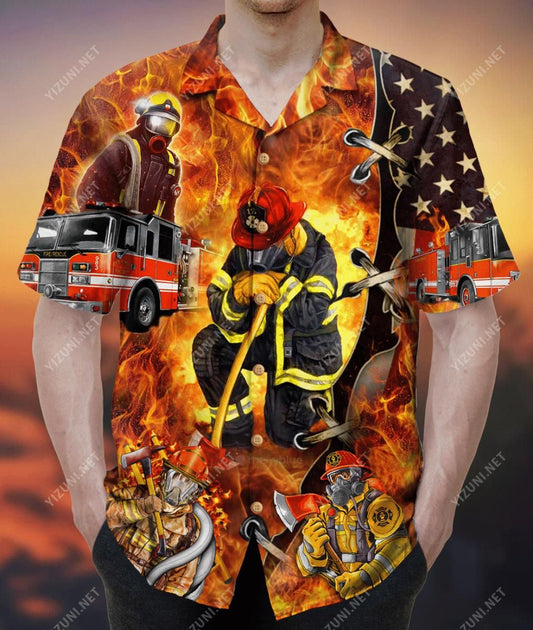 I Was Born To Be A Firefighter Orange Unique Design Hawaiian Shirt For Men Women