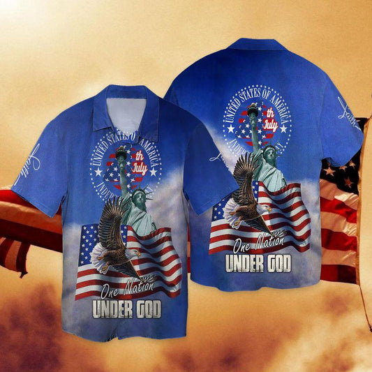 Independence Day One Nation Under God Hawaiian Shirt For Men Women