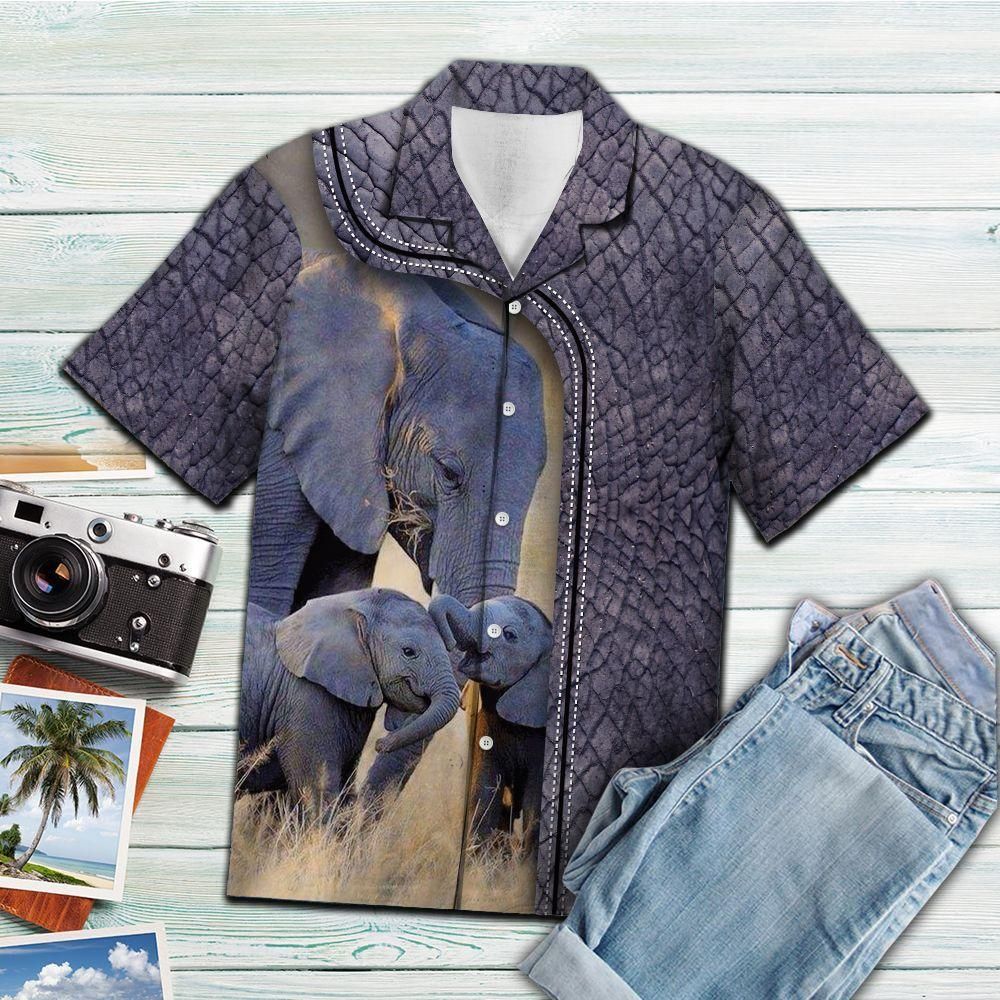 Love Elephant Gray Unique Design Hawaiian Shirt For Men Women