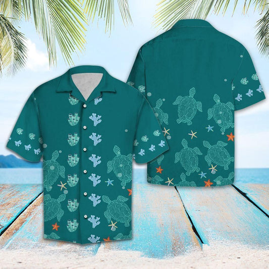 Lovely Turtle Teal Awesome Design Hawaiian Shirt For Men Women