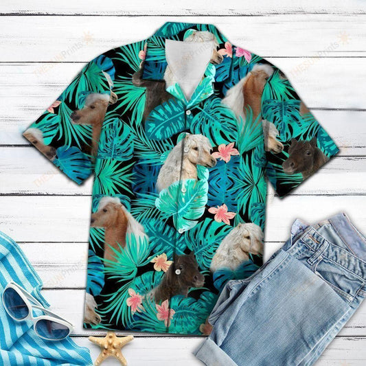 Miniature Horse Green Tropical Unique Design Hawaiian Shirt For Men Women