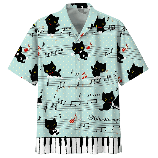 Music Black Cat Hawaiian Shirt For Men Women