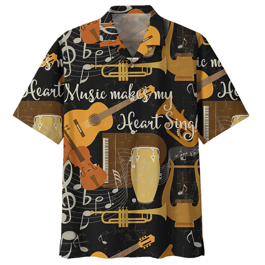 Music Makes My Heart Sing Drum Hawaiian Shirt For Men Women