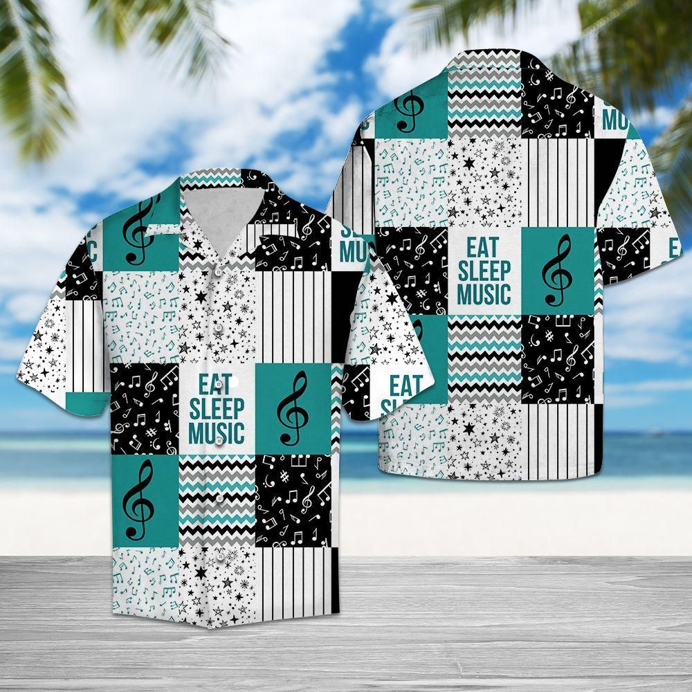 Music Shape Pattern Teal Nice Design Hawaiian Shirt For Men Women