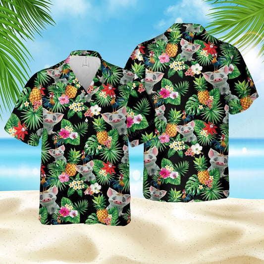 Pig Chicken Hawaiian Shirt For Men Women