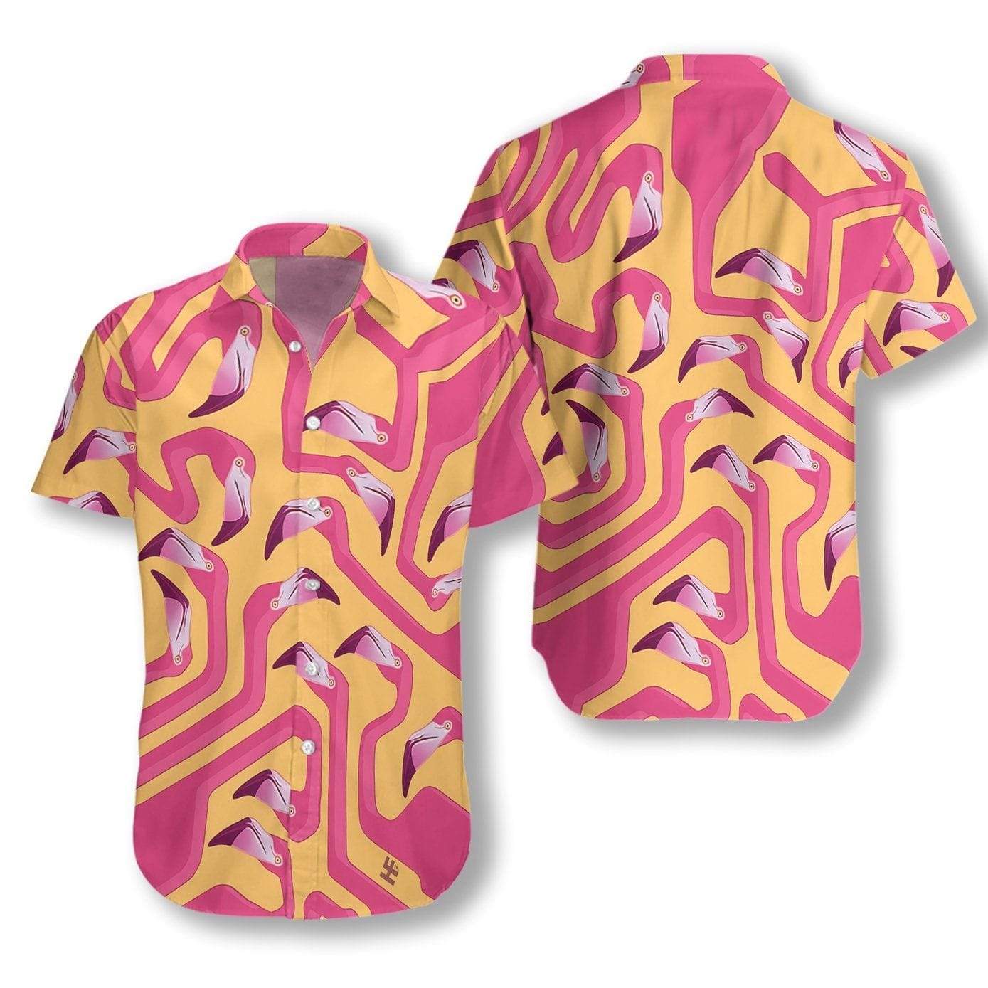 Pinky Flamingo Matrix Hawaiian Aloha Shirt For Men Women