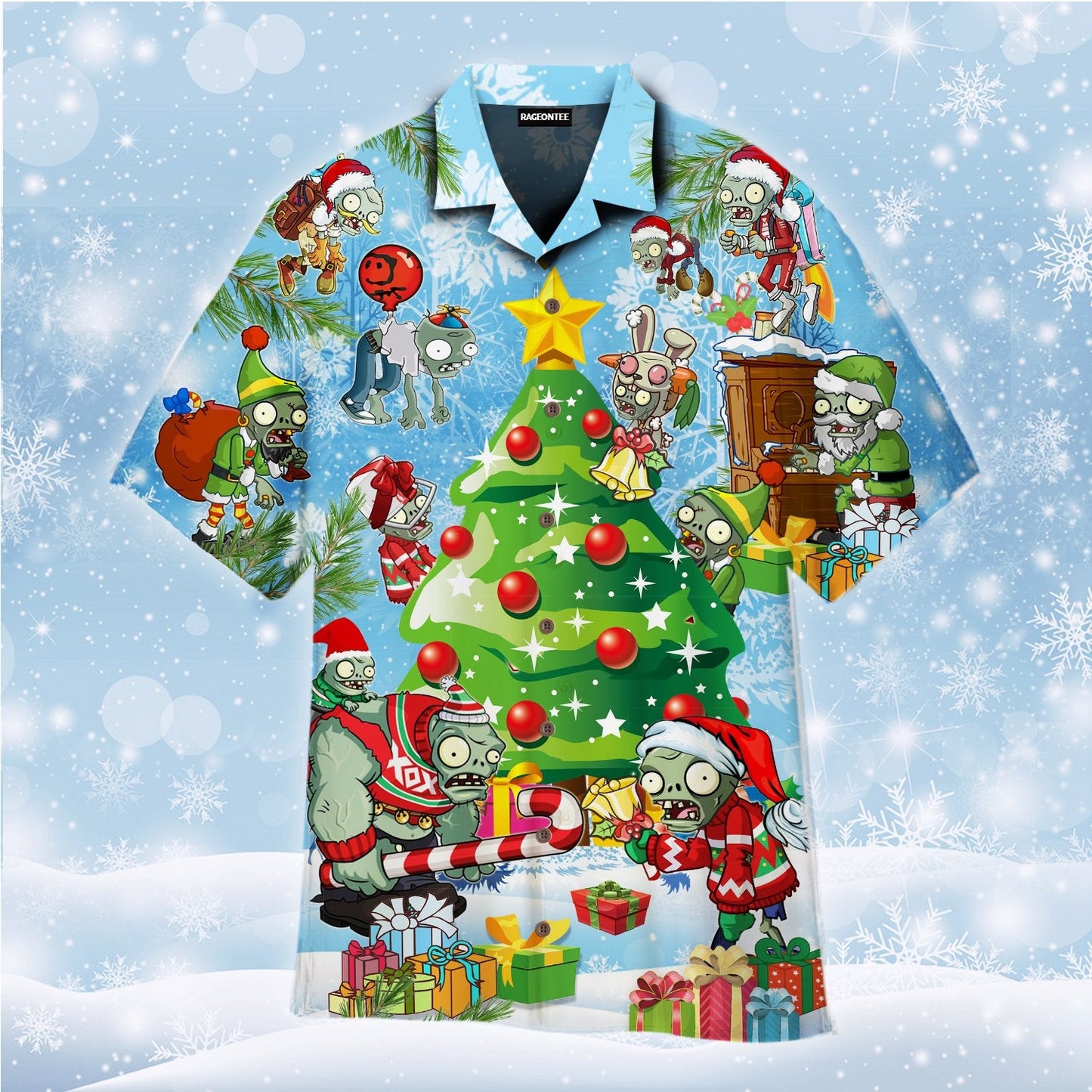 Plant Christmas Zombie Hawaiian Shirt For Men Women