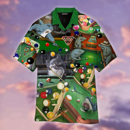 Playing Pool Billiard Like A Shark Hawaiian Shirt For Men Women