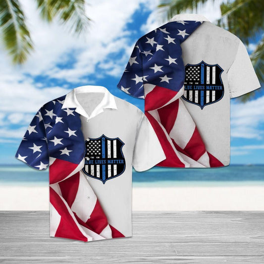 Police Blue Red Awesome Design Hawaiian Shirt For Men Women