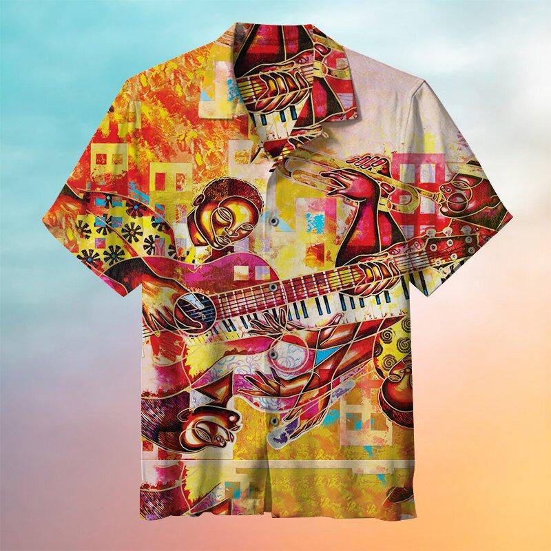 Retro Music Art Hawaiian Shirt For Men Women