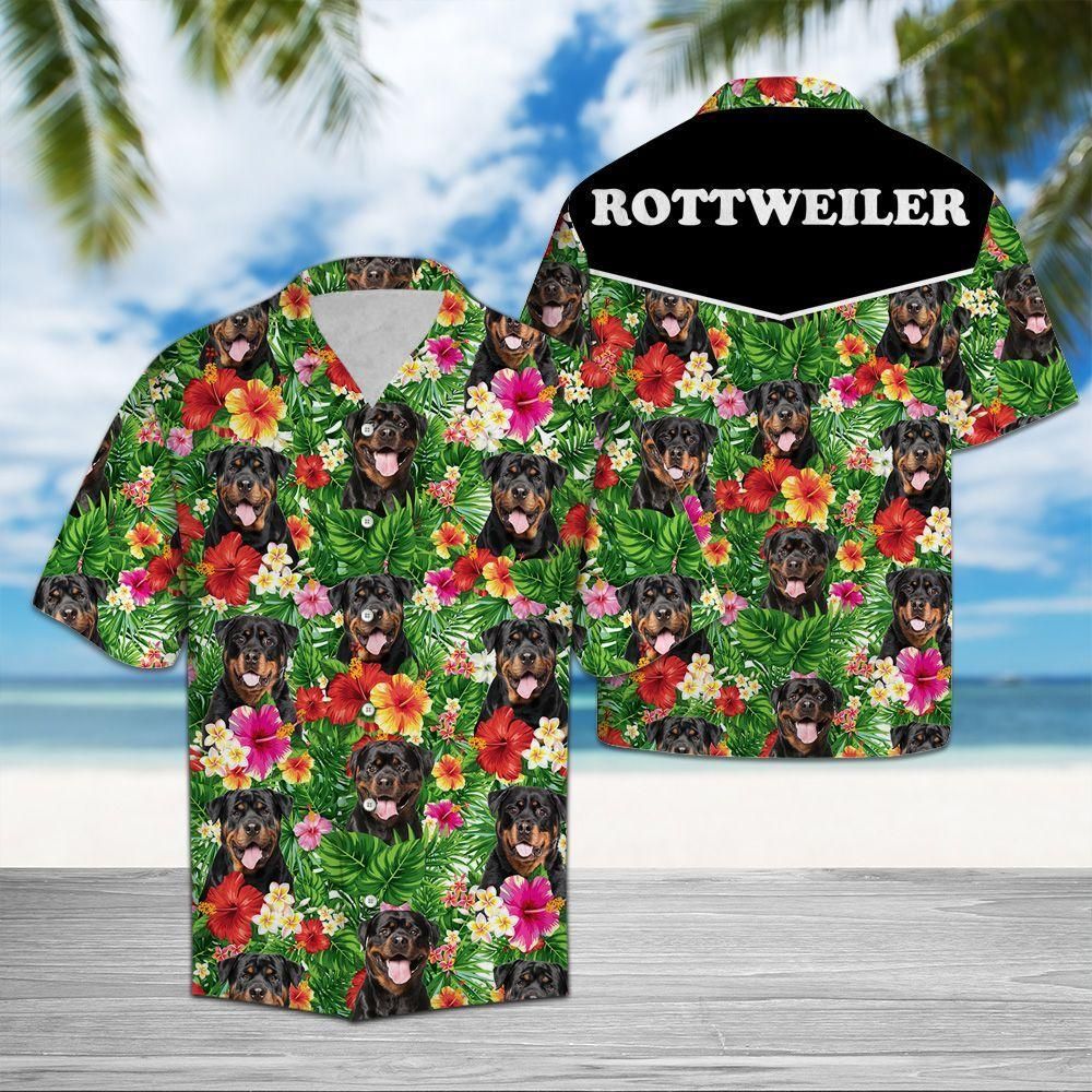 Rottweiler Flower Troipcal Colorful Unique Design Hawaiian Shirt For Men Women