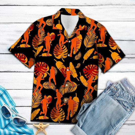 Running Flower Pattern Orange Best Design Hawaiian Shirt For Men Women