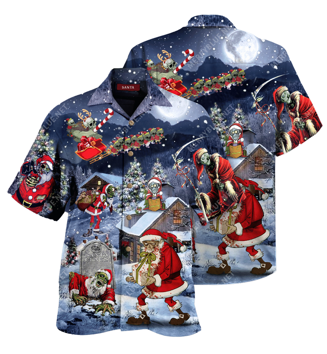 Santa Claus Zombie Is Coming In Christmas Holiday Hawaiian Shirt For Men Women