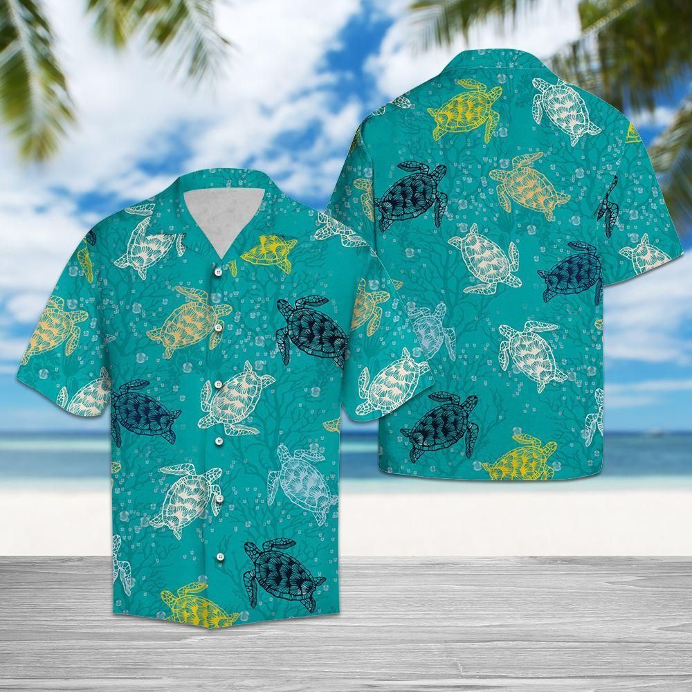 Sea Turtle Pattern Blue Awesome Design Hawaiian Shirt For Men Women