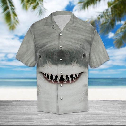 Shark Face Gray Nice Design Hawaiian Shirt For Men Women