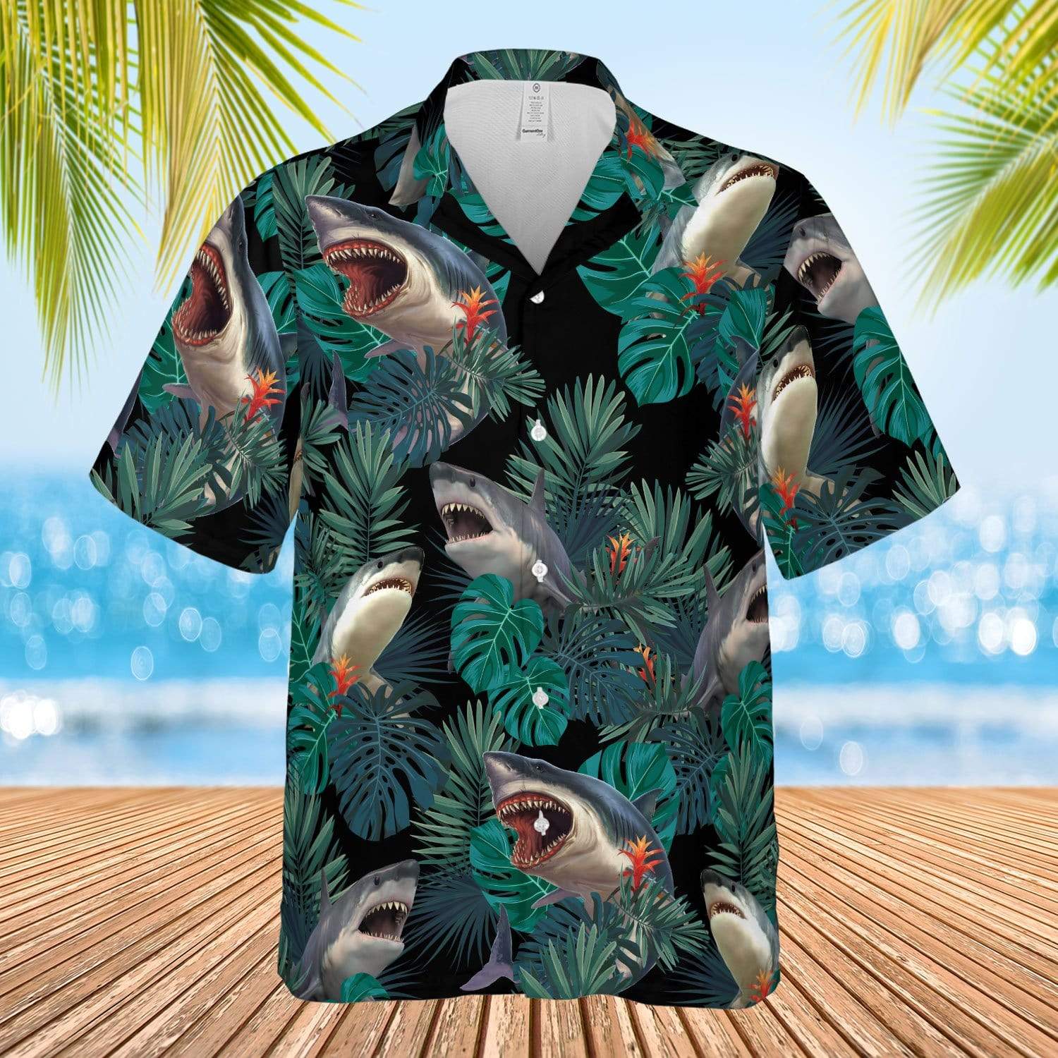 Shark Green Tropical Hawaiian Shirt For Men Women