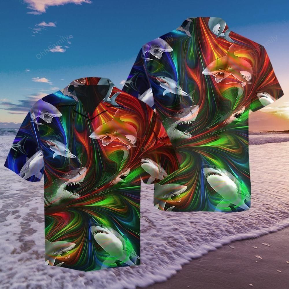 Shark Hippie Colorful Unique Design Hawaiian Shirt For Men Women