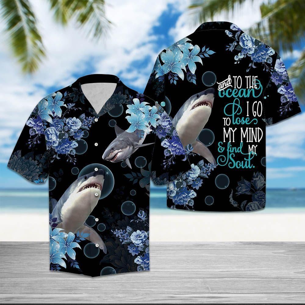 Shark Into The Ocean Blue Unique Design Hawaiian Shirt For Men Women