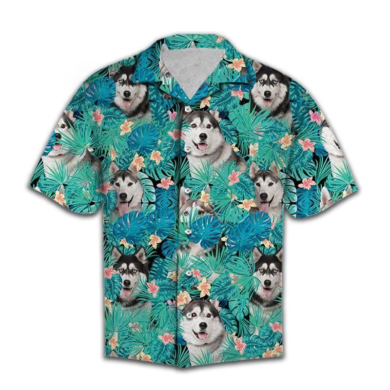 Siberian Husky Tropical Green Unique Design Hawaiian Shirt For Men Women