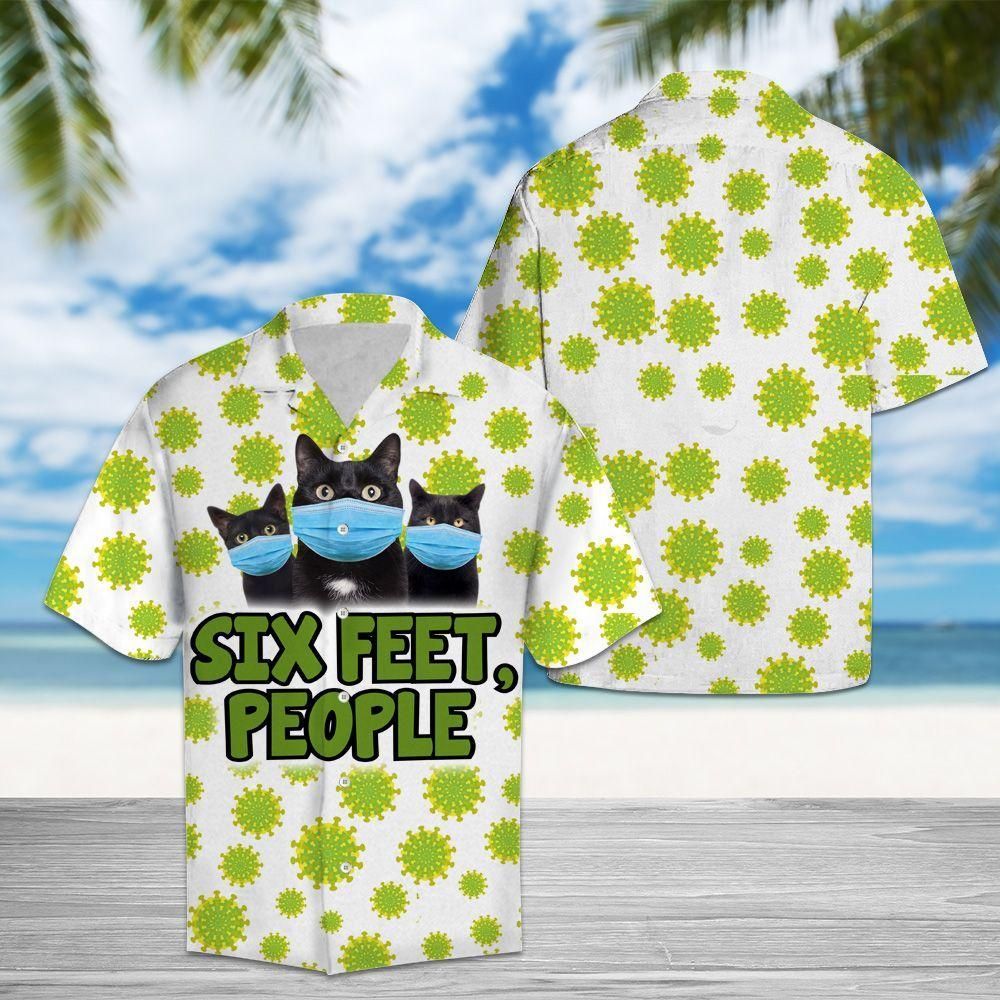 Six Feet Black Cat Green Best Design Hawaiian Shirt For Men Women