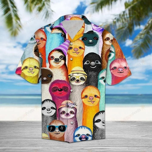 Sloth Multicolor Unique Design Hawaiian Shirt