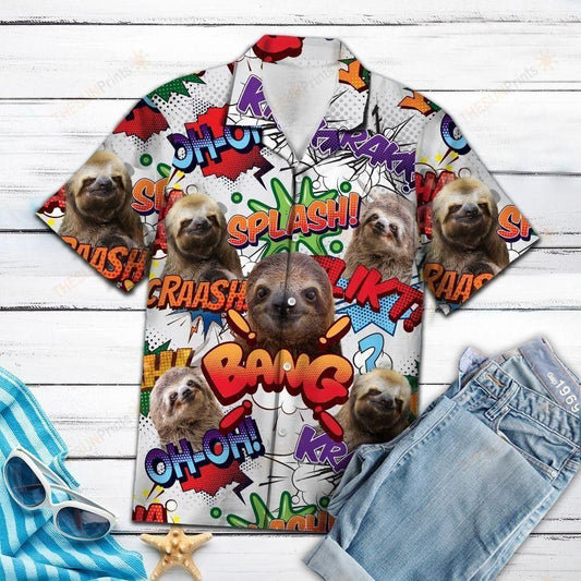 Sloth Pop Art Multicolor Best Design Hawaiian Shirt