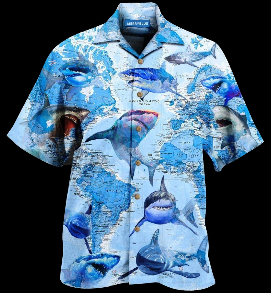 The Great White Sharks World Blue Best Design Hawaiian Shirt