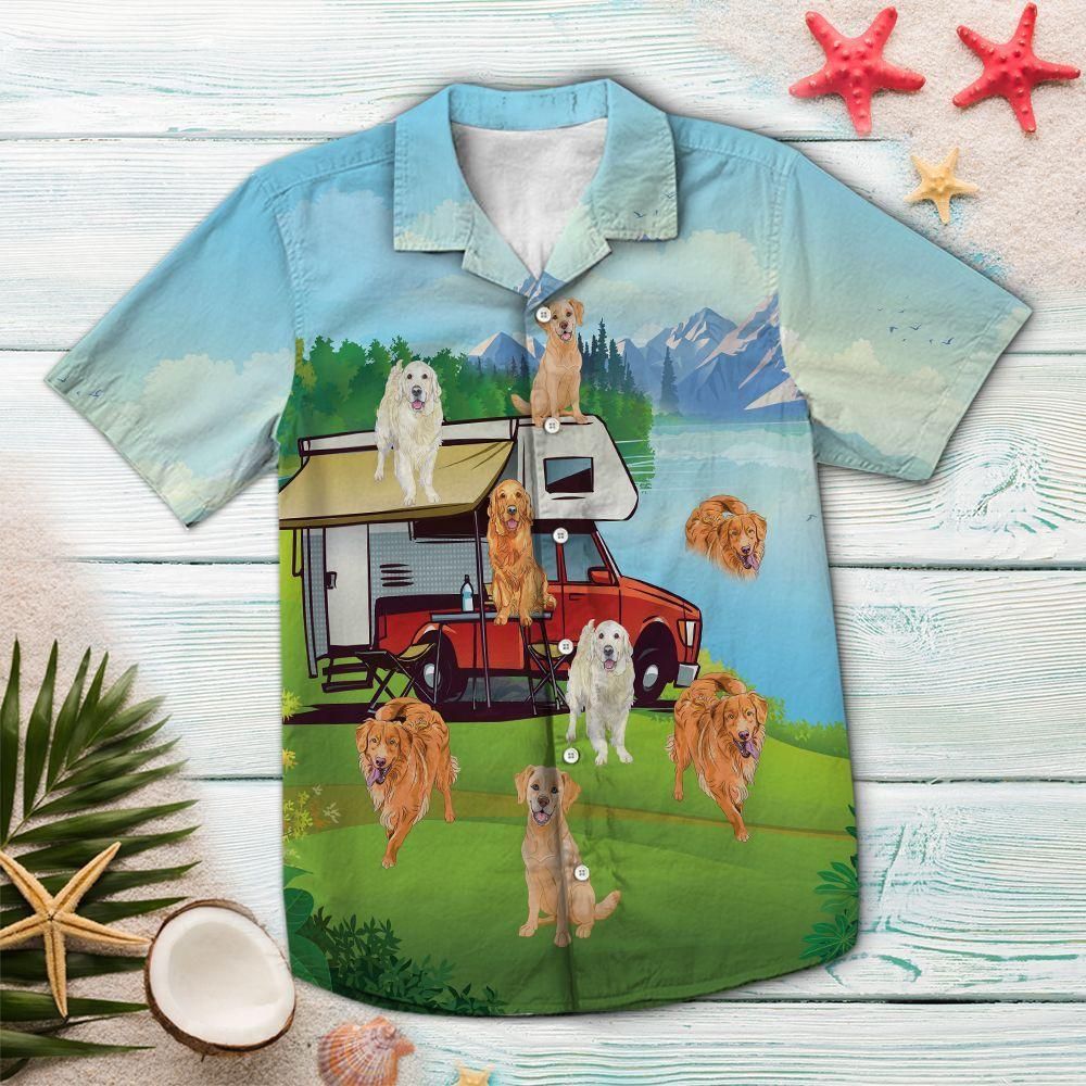 The Life Is Good With Golden Retriever Multicolor Best Design Hawaiian Shirt