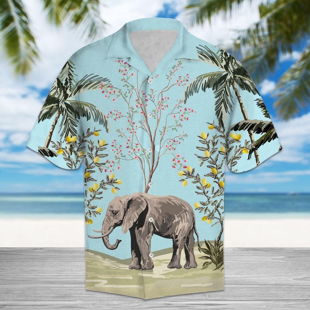 Tropical Elephant Light Blue Awesome Design Hawaiian Shirt