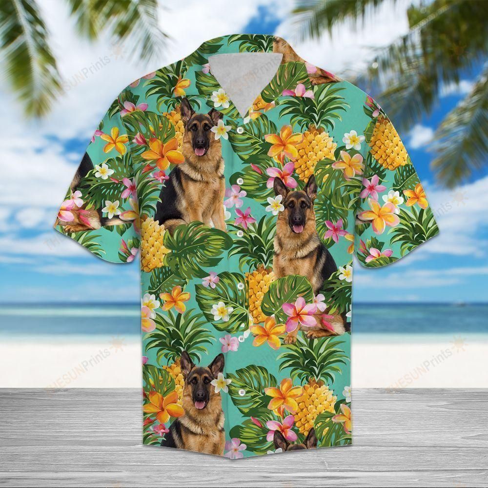 Tropical Pineapple German Shepherd Multicolor Best Design Hawaiian Shirt