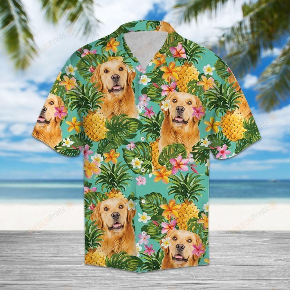 Tropical Pineapple Golden Retriever Multicolor Amazing Design Hawaiian Shirt