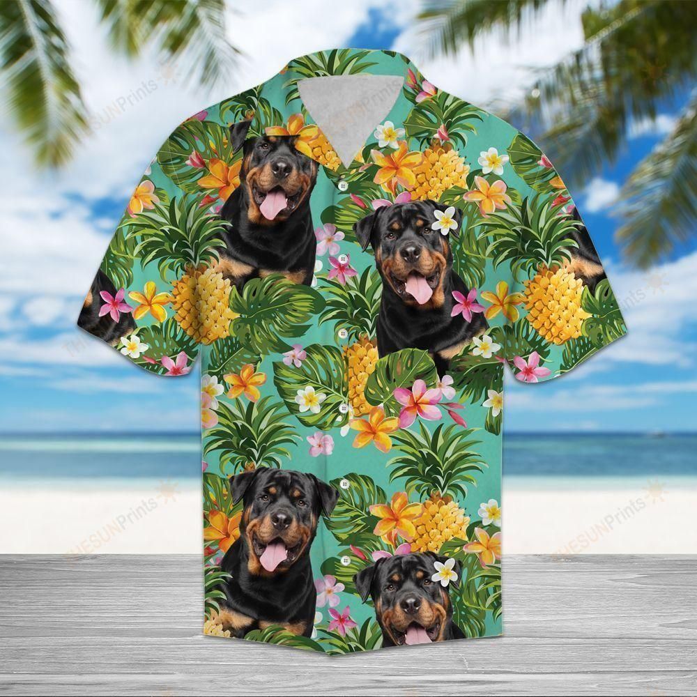 Tropical Pineapple Rottweiler Multicolor Amazing Design Hawaiian Shirt