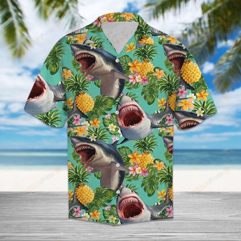 Tropical Pineapple Shark Multicolor Unique Design Hawaiian Shirt