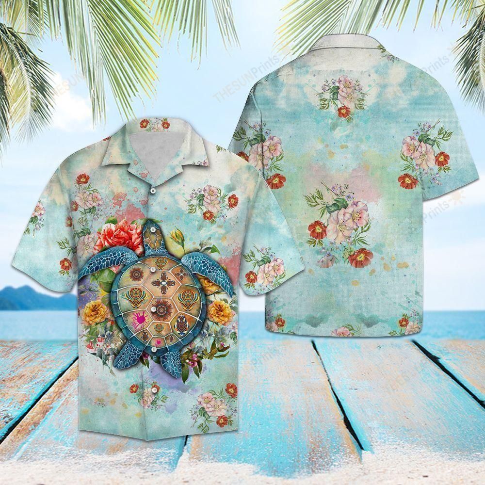 Turtle Flower Summer Multicolor Unique Design Hawaiian Shirt