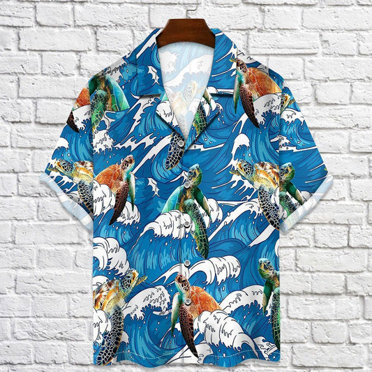 Turtle Ocean Waves – Hawaiian Shirt Women Men