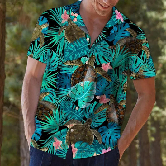 Turtle Tropical Green Nice Design Hawaiian Shirt