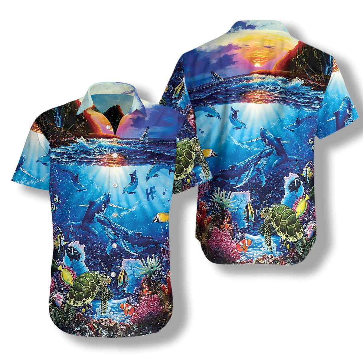 Turtle Under The Sea Hawaiian Shirt