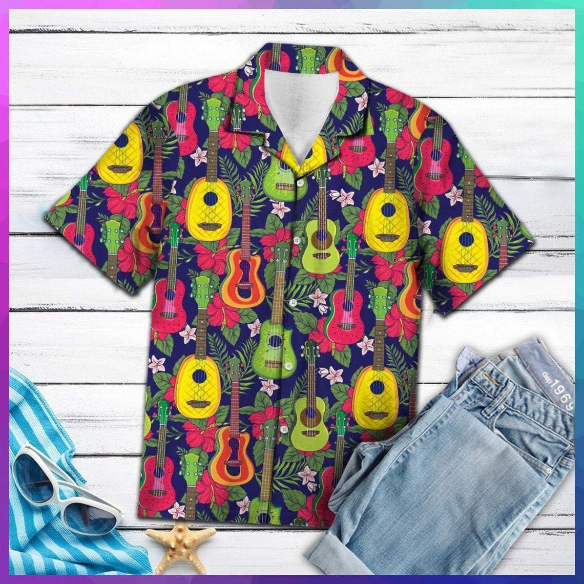 Ukulele Tropical Fruit Hawaiian Shirt