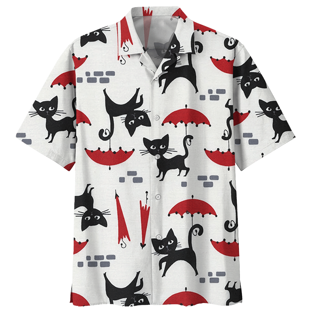 Umbrella Cat Hawaiian Shirt