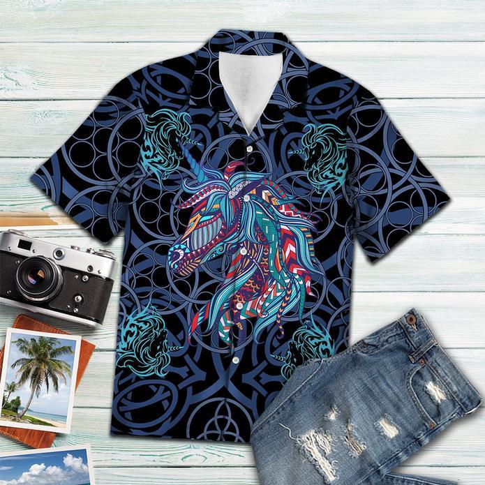 Unicorn Blue Mandala Hawaiian Shirt