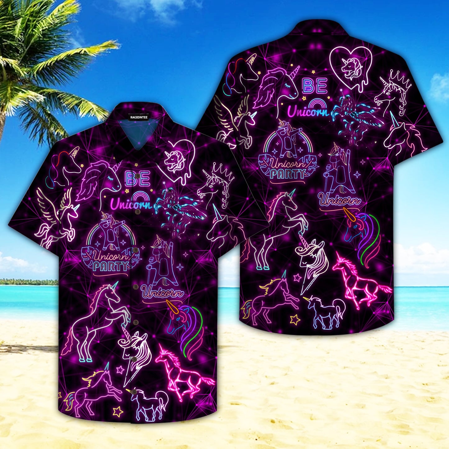 Unicorn Neon Party Hawaiian Shirt