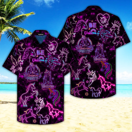 Unicorn Neon Party Hawaiian Shirt